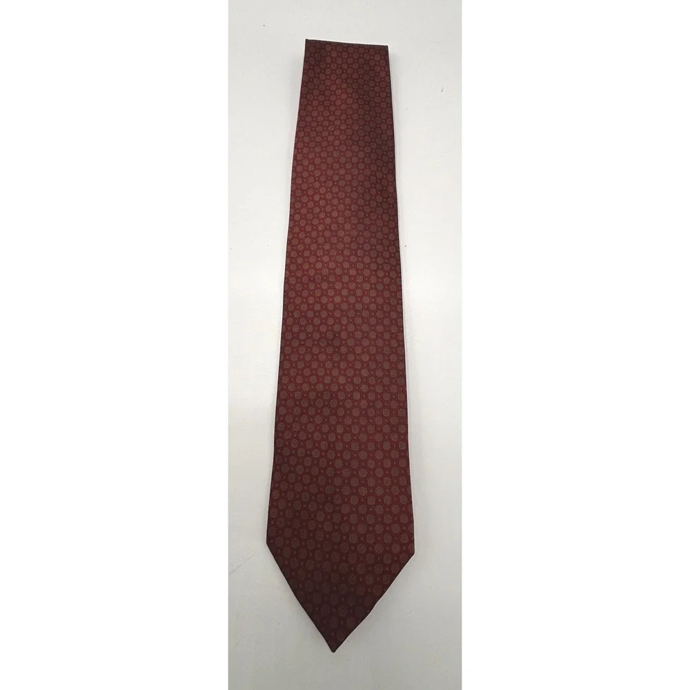 Hart Schaffner Marx Men's Silk Tie Burgundy Gold Polka Dot Classic Designer